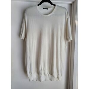 Dan John Men's XL Pullover Sweater White Cotton Made‎ in Italy